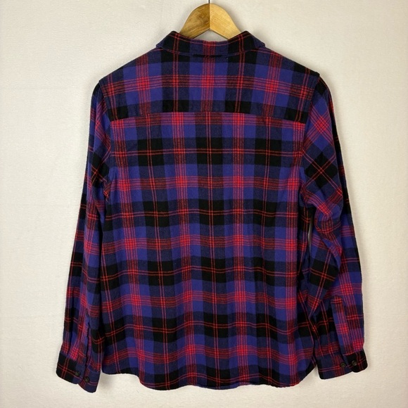L.L. Bean Purple Red Plaid Flannel Button Down Shirt - Picture 2 of 7